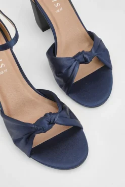 Sandales À Talon Bloc Haut En Satin Avec Nœud À L'avant Coupe Large Carmen