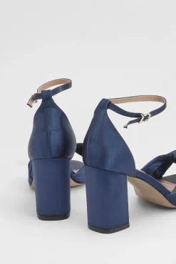 Sandales À Talon Bloc Haut En Satin Avec Nœud À L'avant Coupe Large Carmen
