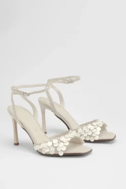 Sandales À Talons Aiguilles Hauts Claudia Avec Détail Coquillage Factice Tissé