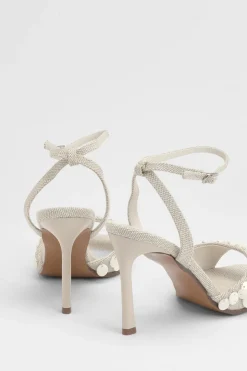 Sandales À Talons Aiguilles Hauts Claudia Avec Détail Coquillage Factice Tissé