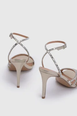 Wallis Sandales À Talons Aiguilles Hauts Sophie En Textile Métallisé Ornées< Chaussures À Talons|Sandales