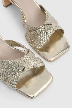 Sandales À Talons Carrés Bas Avec Détail Nœud Tressé À L'avant Et Bride Double