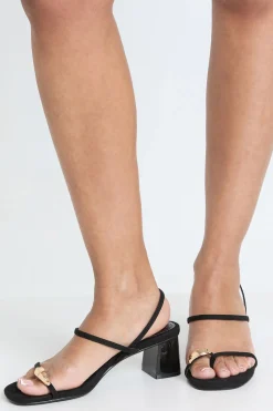 Sandales À Talons Carrés Bas À Brides Larges En Synthétique Avec Détail Métallique