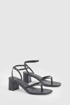 Sandales À Talons Carrés Bi-matière
