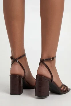 boohoo Sandales À Talons Carrés Et Brides Asymétriques Effet Croco< Chaussures Festives|Chaussures À Talons