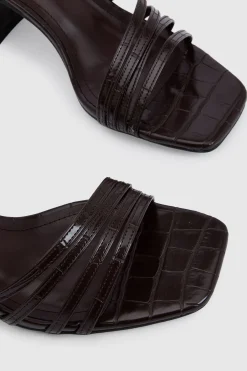 boohoo Sandales À Talons Carrés Et Brides Asymétriques Effet Croco< Chaussures Festives|Chaussures À Talons