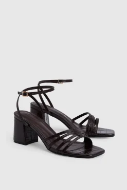 boohoo Sandales À Talons Carrés Et Brides Asymétriques Effet Croco< Chaussures Festives|Chaussures À Talons