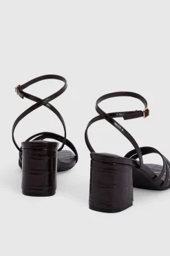 boohoo Sandales À Talons Carrés Et Brides Asymétriques Effet Croco< Chaussures Festives|Chaussures À Talons
