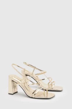 Sandales À Talons Carrés Et Brides Imprimé Synthétique Métallisé