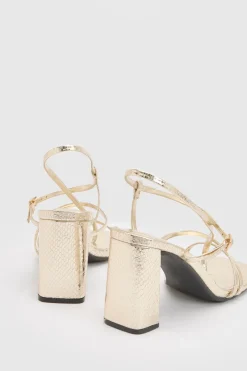 Sandales À Talons Carrés Et Brides Imprimé Synthétique Métallisé
