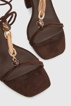 Sandales À Talons Carrés Hauts Avec Détails De Perles En Synthétique