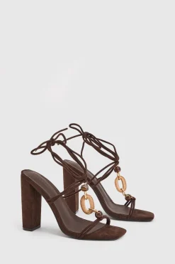 Sandales À Talons Carrés Hauts Avec Détails De Perles En Synthétique