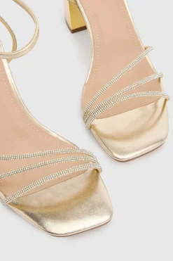 Sandales À Talons Carrés Hauts Et Brides En Synthétiquecuir Métallisé Tabs
