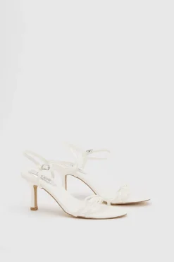 Sandales À Talons Moyens Scarlett En Synthétiquecuir À Double Bride Avec Nœud Décoratif