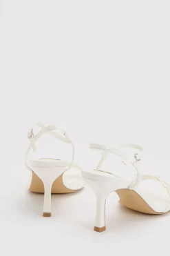 Sandales À Talons Moyens Scarlett En Synthétiquecuir À Double Bride Avec Nœud Décoratif
