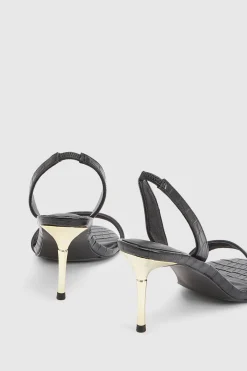 KarenMillen Sandale À Talon Avec Brides En Cuir Imprimé Croco< Chaussures À Talons