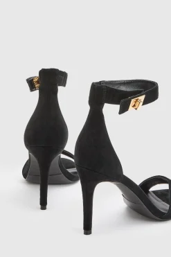 Sandale À Talon En Cuir Avec Détail De Fermoir Tournant