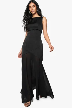 boohoo Satin et Chiffon Mix Robe Maxi Plissée<Femme Satin Et Dentelle|Robes