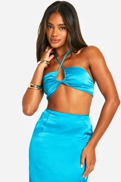 boohoo Satin Halterneck Bralet<Femme Satin Et Dentelle|Tops