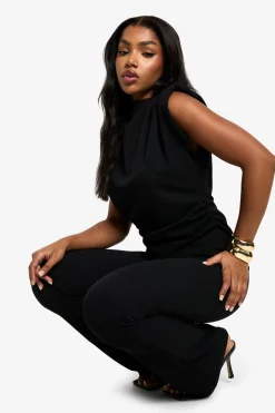 Scuba Crepe Shoulder Pad Top And Flare Set