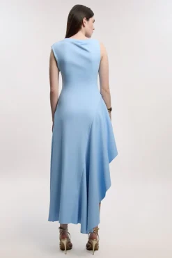 Scuba Drama Ruffle Hem Robe Maxi Tissée à Volants