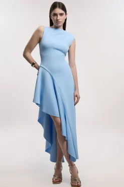 Scuba Drama Ruffle Hem Robe Maxi Tissée à Volants