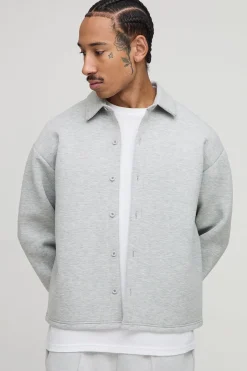 boohooMAN Scuba surchemise oversize à manches longues<Homme Chemises Grande Taille|Chemises