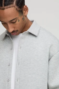 boohooMAN Scuba surchemise oversize à manches longues<Homme Chemises Grande Taille|Chemises