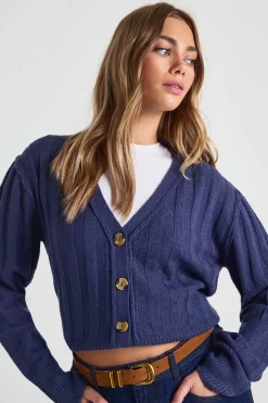 Seam Detail Soft Rib Knit Boyfriend Cardigan