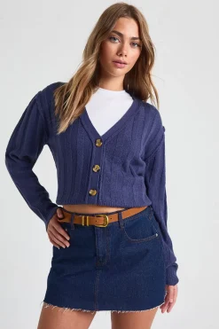 Seam Detail Soft Rib Knit Boyfriend Cardigan