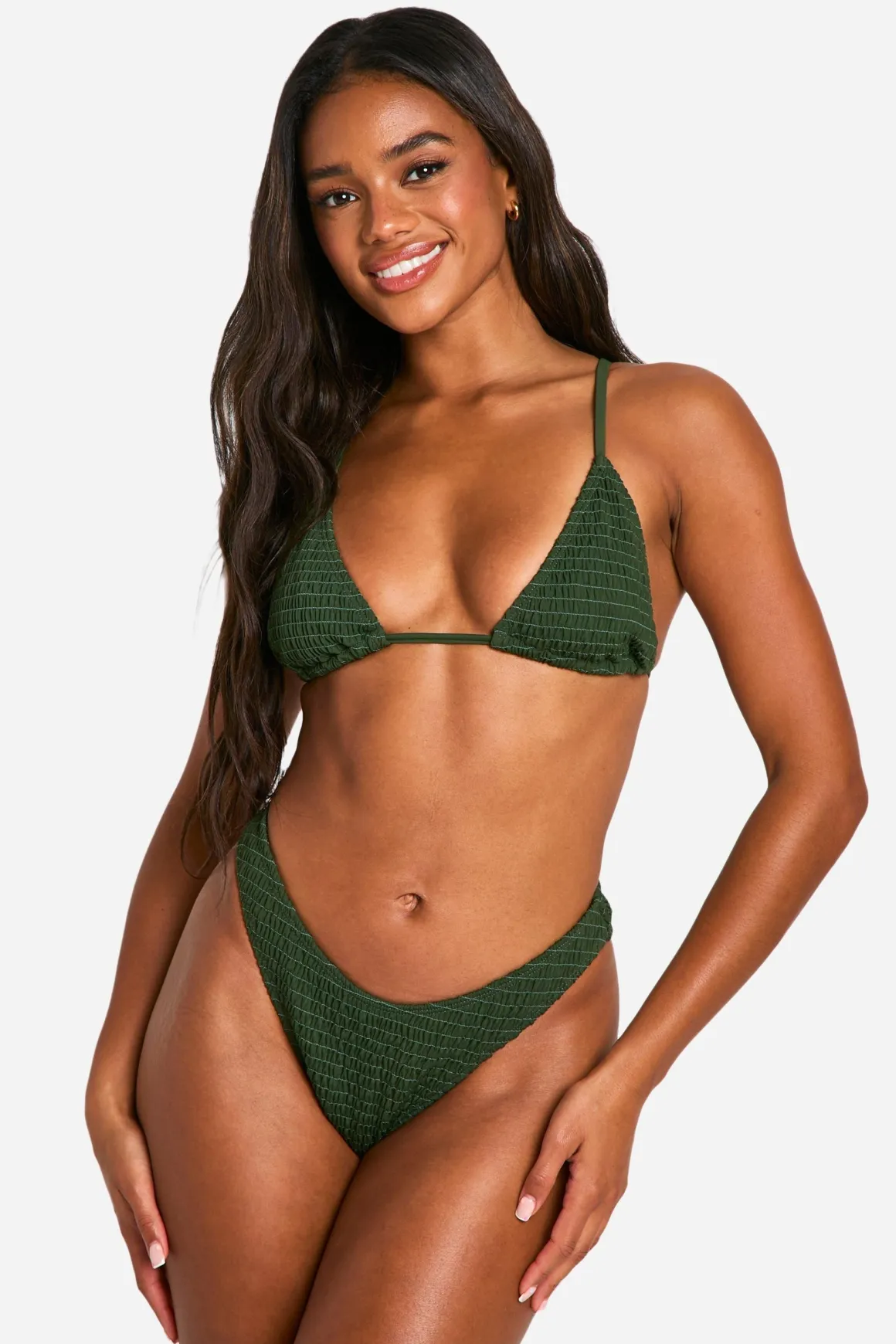 Seersucker Culotte Bikini à Jambe Haute