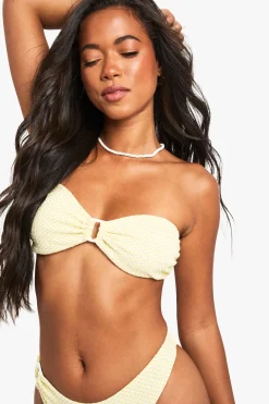 Seersucker Gingham Trim Bandeau Bikini Top