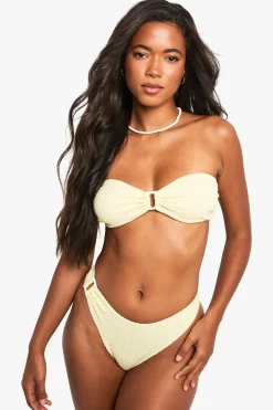 Seersucker Gingham Trim Bandeau Bikini Top