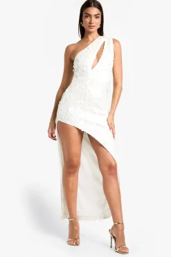 boohoo Sequin découpé, jupe longue à fente latérale<Femme Robes Bal De Promo|Robes