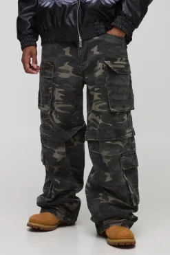 Sfera Camo Print Zip Off Baggy Cargo Trousers