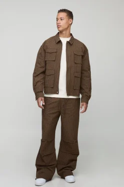 Shacket cargo à carreaux oversize en ripstop
