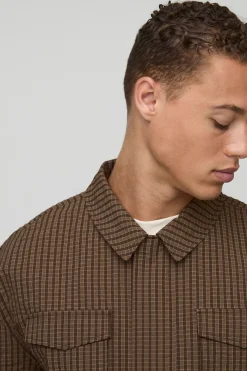 Shacket cargo à carreaux oversize en ripstop