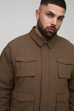 Shacket cargo oversize en ripstop à carreaux