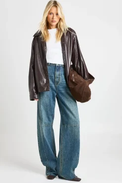Shacket en synthétique texturé