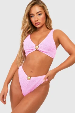 Shell Trim Crinkle High Waist Bikini Brief