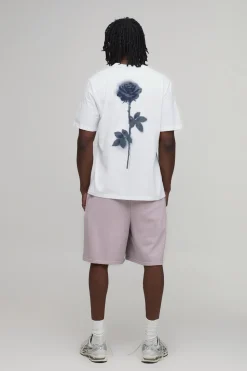 Short Ample Délavé À Broderie En Molleton Bouclette Coupe Haute Taille Haute