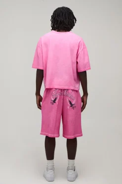 Short Ample Délavé À Imprimé Vif