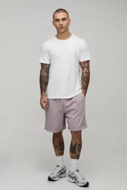 boohooMAN Short Ample En Molleton Brodé Lourd Effet Délavé<Homme Shorts