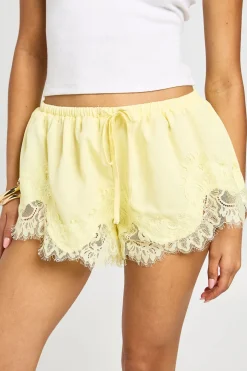 Short Ample En Popeline Avec Finition En Dentelle