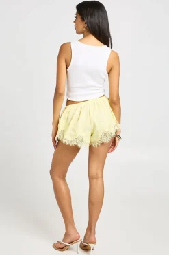 Short Ample En Popeline Avec Finition En Dentelle