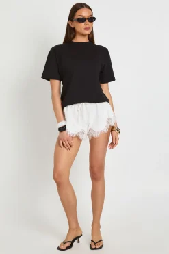 Short Ample En Popeline Avec Finitions En Dentelle