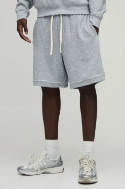 Short Ample À Entrejambe Bas Avec Coutures Apparentes Et Molleton Bouclette