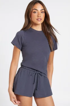 Short Ample À Jambe Large En Tissu Slub Transparent