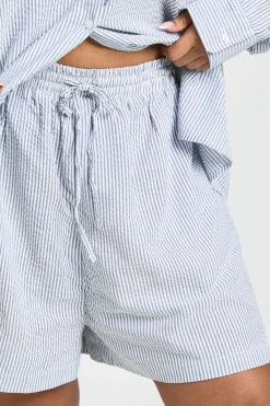 Short Ample À Rayures Tissées Grande Taille