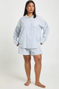 Short Ample À Rayures Tissées Grande Taille